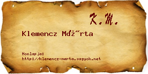Klemencz Márta névjegykártya