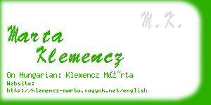 marta klemencz business card